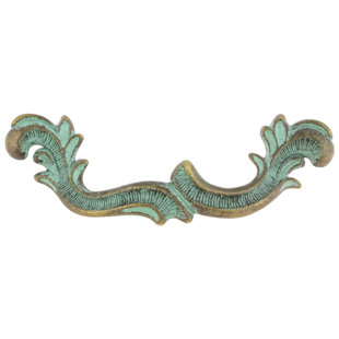 D. LAWLESS HARDWARE 3-3/4" Stationary Plume End Drop Pull Antique Verdigris