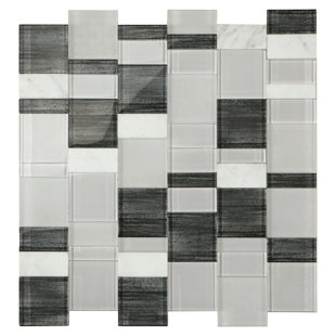 THOMAS AVENUE CERAMICS 12" x 12" Stone and Glass No-Grout Mosaic Wall and Backsplash Tile