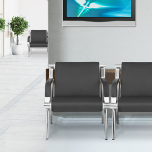 BRING HOME FURNITURE Faux Leather Reception Chair with Durable Metal Frame with Modern Design for Office or Waiting Room