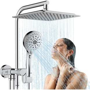 IMPIAR 10 Inch Rainfall Shower Head with Handheld Spray Combo Dual Shower Head with High Pressure
