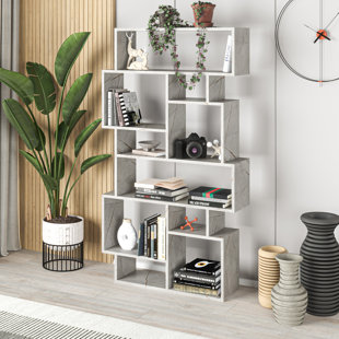 ZIPCODE DESIGN Sandra Bookcase | Asymmetric Freestanding Bookcase with 10 Compartments