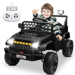 ANRLI 12V Ride on Truck Car with Remote Control, Electric Battery Powered Ride on Toys for Toddlers w/ 3-Speed, Suspension, LED Lights, Music, Bluetooth, MP3