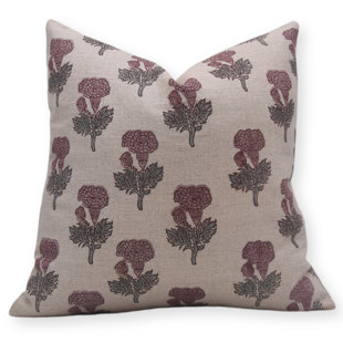 FABDIVINE Floral Linen Indoor/Outdoor Pillow Cover