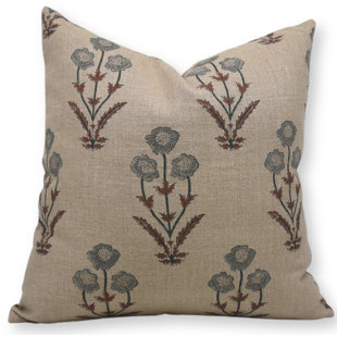 FABDIVINE Floral Linen Indoor/Outdoor Pillow Cover