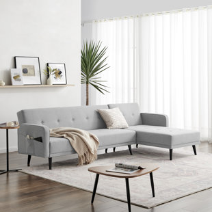 FURNITURE BOX Oliver 4 Seater Sofa Bed Modern Chesterfield Luxury Fabric - L Shaped Chaise Sofa In A Box