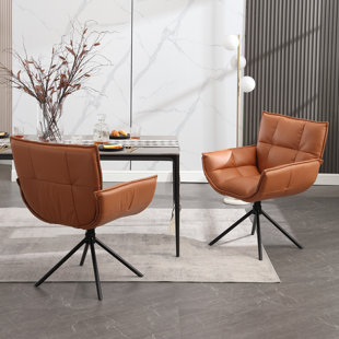 FAHOMISS Faux Leather Swivel Armchair (Set of 2)