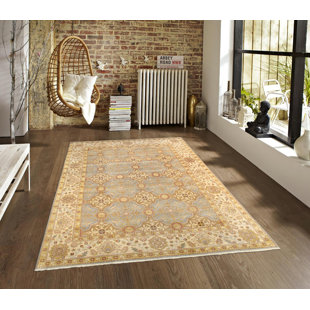 PASARGAD Melody Oriental Hand-Knotted Wool Yellow/Beige/Light Blue Area Rug