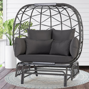 DAKOTA FIELDS Outdoor Cohee Gliding Wicker Bench with Cushions