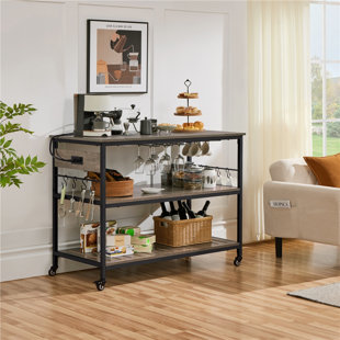 TRENT AUSTIN DESIGN® Eastway 47.5" Iron Kitchen Island with Locking Wheels ,2 AC Outlets