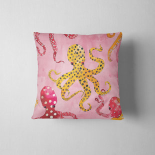 DAYS END DESIGNS Octopus Pink Tide Throw Pillow Cover