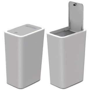 IMPIAR Plastic Touch Top Trash Can - 4 Gallons (Set of 2)