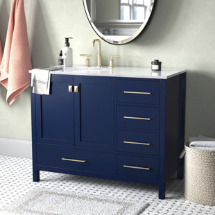 ANDOVER MILLS™ Broadview 42'' Single Bathroom Vanity with Engineered Marble Top