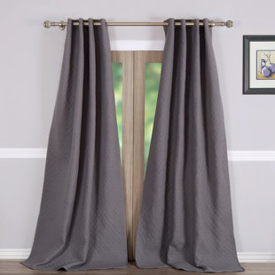 GREENLAND HOME FASHIONS Vashon Solid Color Quilted Rod Pocket Curtain Panels (Set of 2)