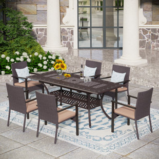 ALPHAMARTS 7-person Outdoor Patio Dining Set With All Weather Cast Aluminum Large Patio Furniture Table Fits For 6-8 Person