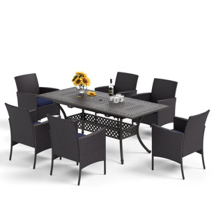 ALPHAMARTS 7-person Outdoor Patio Dining Set With All Weather Cast Aluminum Large Patio Furniture Table Fits For 6-8 Person