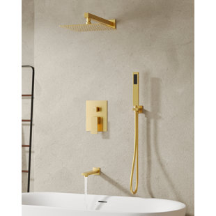 EVERSTEIN Pressure Balance Shower System 10" Rainfall Tub And Shower Faucet With Rough-In Valve