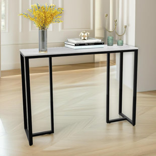 FURNOLD 100cm Marble Console Table, Metal Frame, Entryway Furniture