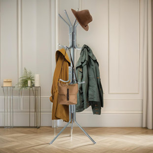 FURNOLD Metal Freestanding 12- Hook Coat Stand, Hat Stand, Entryway Hallway Furniture