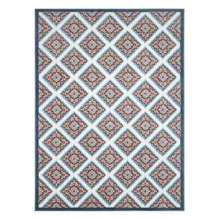 TOWN & COUNTRY LIVING TOWN & COUNTRY EVERYDAY Brooks Retro Geo Outdoor Rug Red/Multi
