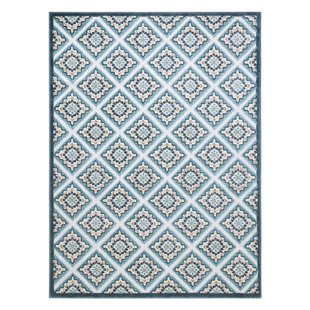 TOWN & COUNTRY LIVING TOWN & COUNTRY EVERYDAY Brooks Retro Geo Outdoor Rug Blue Multi