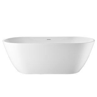 SOTUBX Free Standing Tub 65" x 30" Deep Soaking Bath Tub Acrylic A07