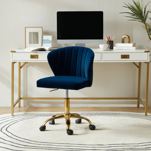 BLUE ELEPHANT Petillo Swivel Velvet Office Task Chair with Adjustable Height and Padded Cushion
