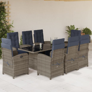 VIDAXL 8 - Person Rectangular Outdoor Dining Set with Cushions