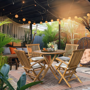 SEVEN SEAS TEAK 4 - Person Round Teak Outdoor Dining Set