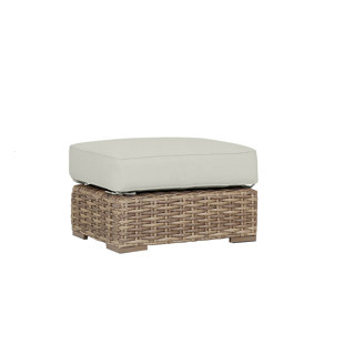 SUNSET WEST Lemoore Resin Wicker Outdoor Ottoman with Sunbrella® Cushion