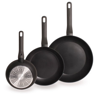 BergHOFF Leo Non-Stick Cast Aluminum 3Pc Fry Pan Set, Dark Grey (8", 10", and 11")