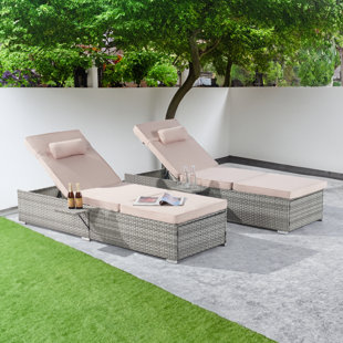 SANSTAR Outdoor Wicker Chaise Lounge Set
