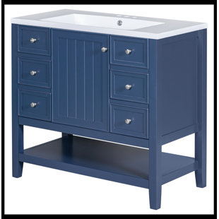 THINK URBAN 36'' Single Bathroom Vanity with Ceramic Top