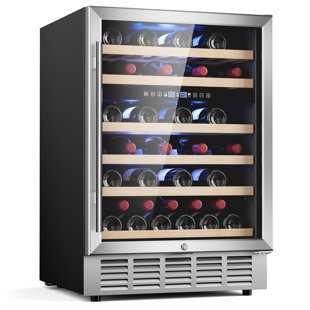 LINKEWODE Dual Zone 23.4'' 51 Bottle Wine Refrigerator