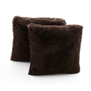 CHEER COLLECTION Faux Fur Throw Pillow (Set of 2)