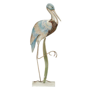 BAYOU BREEZE Karley Metal and Capiz Art Left Wading Stork Figurine