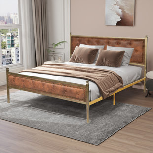 HOUSE OF HAMPTON® Hegwein Upholstered Platform Bed Frame Heavy Duty with Tufted Headboard, No Box Spring Needed
