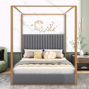 EVERLY QUINN Melusina Canopy Platform Bed Frame with Headboard