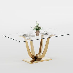 JUXING FURNITURE INC Glass Top Metal Base Dining Table