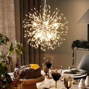 ETTA AVENUE Dandelion 8-Light Sputnik Crystal Chandelier Starburst Sunburst Ceiling Lighting