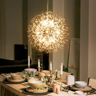 ETTA AVENUE Dandelion 12-Light Sputnik Crystal Chandelier Starburst Sunburst Ceiling Lighting