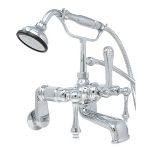 STROM PLUMBING BY SIGN OF THE CRAB 3 Handle All Metal Clawfoot Tub Faucet with Diverter and Handshower