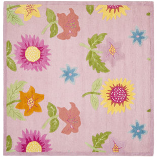 HARRIET BEE Claro Floral Handmade Tufted Pink Area Rug
