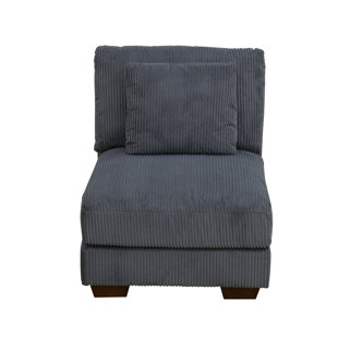 LEANN WALL WHISPERERS Armless Corduroy Chair With Wooden Legs