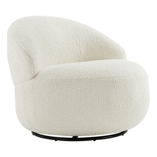 ROOMSENSE Copeland 37'' Oversized Upholstered Boucle Swivel Chair