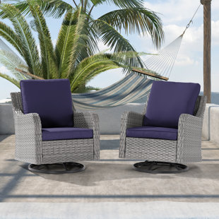 AOK GARDEN 2-Set Outdoor Gray PE Wicker Furniture Wide Seat Conversation Couch Set Swivel Rocking Chair (Set of 2)