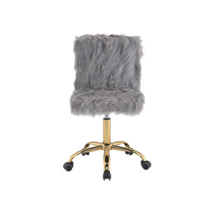 CEBALLOS Arundell Office Chair In Faux Fur & Gold Finish OF00121