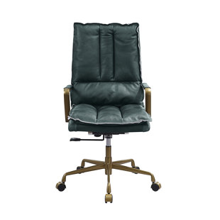 CEBALLOS Tinzud Office Chair In Dark Green Top Grain Leather