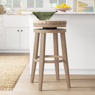 SAND & STABLE™ Granville Swivel Solid Wood Woven Seat Bar & Counter Stool