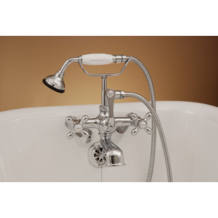 STROM LIVING Triple Handle Deck Mounted Tub Spout with Diverter and Handshower
