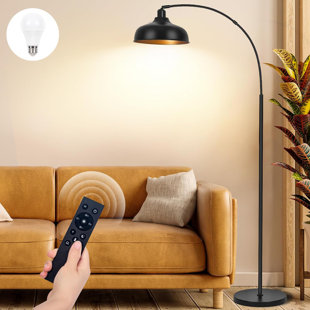INSALER Arch Floor Lamps with Remote Dimmable Floor Lamp 70” Black Tall Lamp with 360° Adjustable Hanging Metal Shade